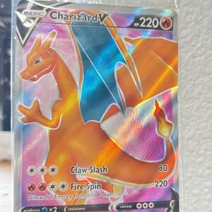 Pokemon Charizard V Card - Orange and Blue